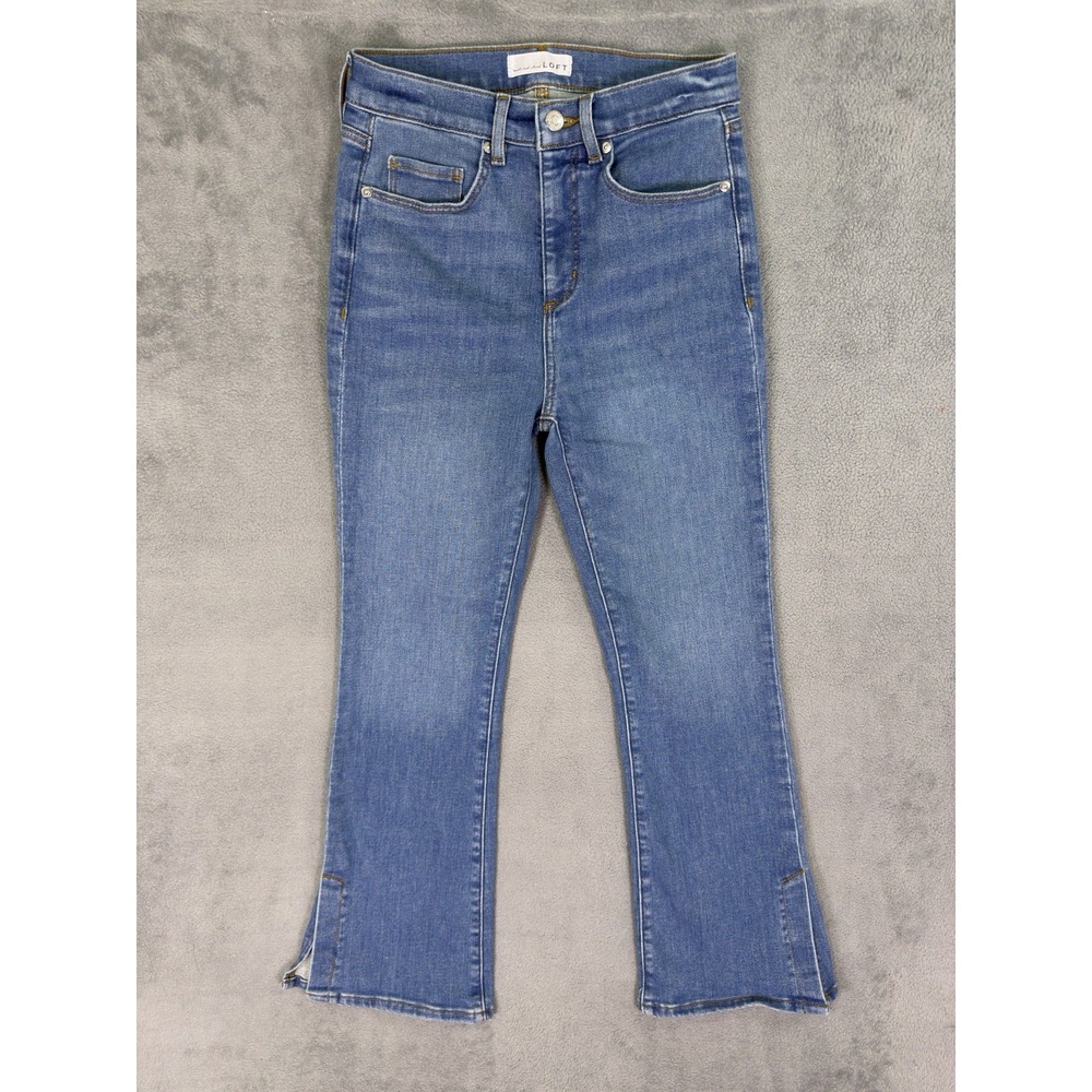 Ann Taylor Loft Jeans Womens 26 Blue Medium Wash High Rise Kick Crop Bootcut